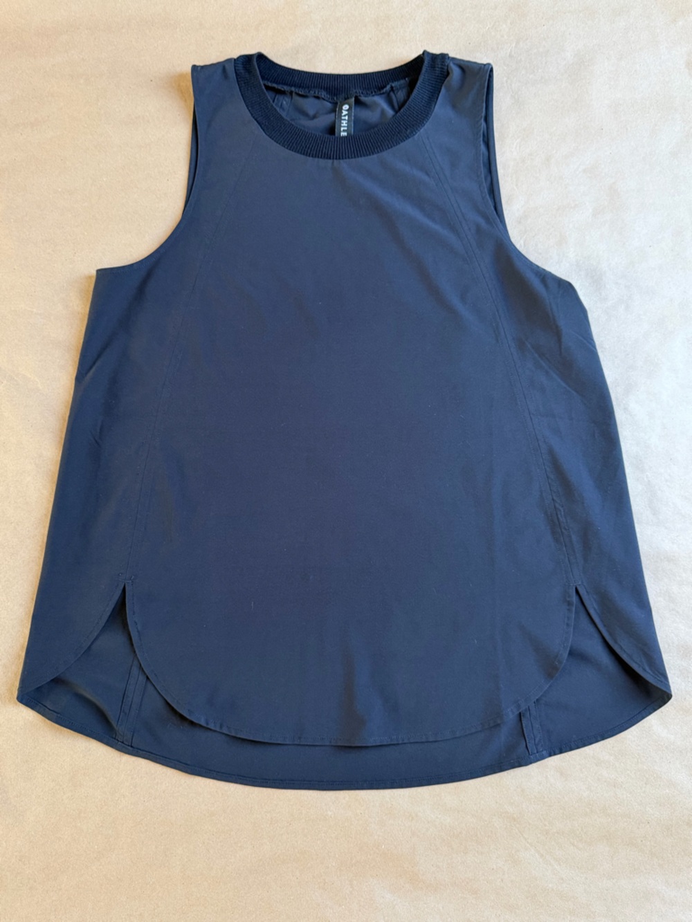 Athleta Dark Navy High-Neck Tank with Curved Hem
